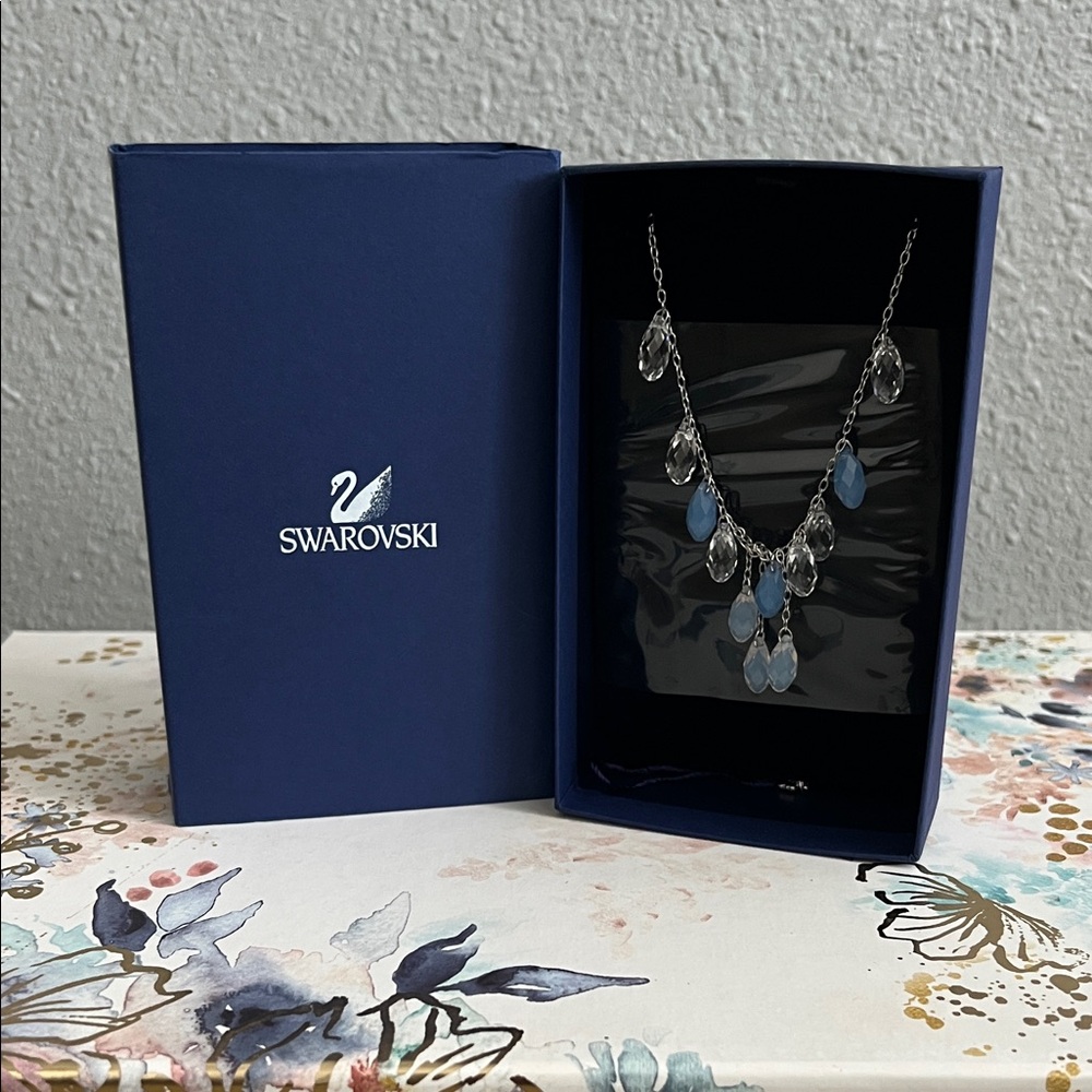 Swarovski Lagoon Silver and Light Blue Crystal Necklace